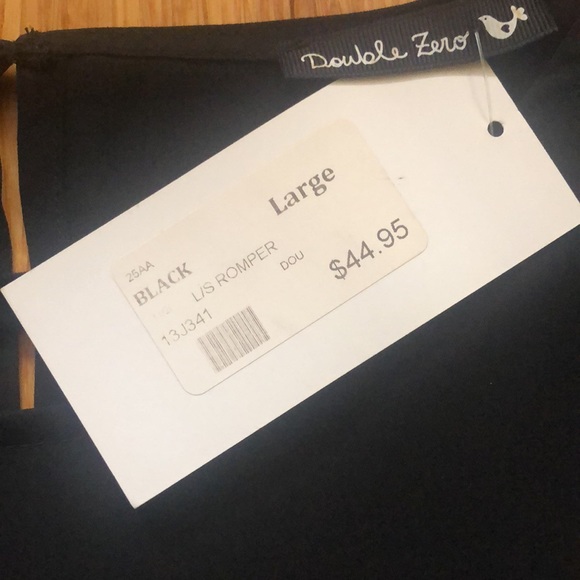 Women’s/Juniors Black Romper with Belle Sleeves, Size Large - Picture 2 of 6